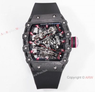 Swiss Replica Richard Mille Tourbillon RM 38-02 Carbon Fibers with Rubber Band